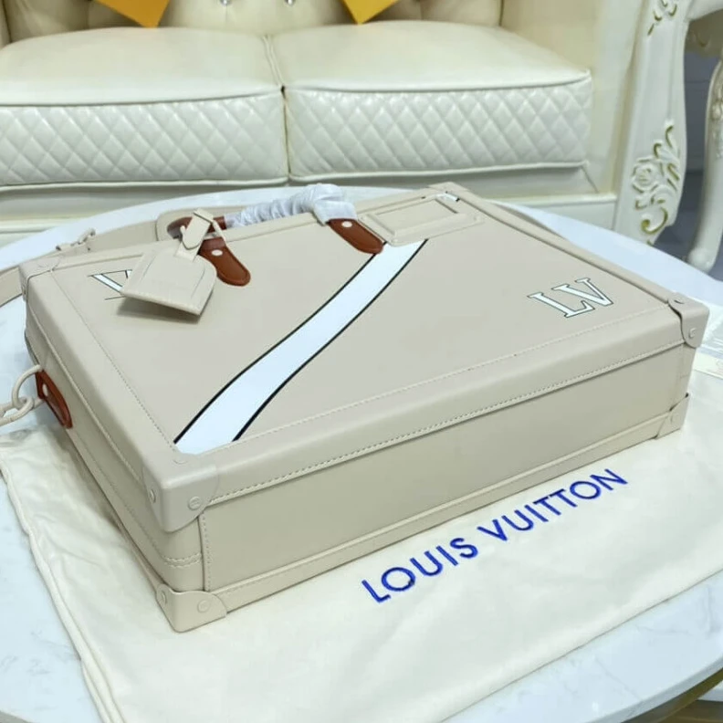 Replica bags lv Strap Dro Louis Vuitton Soft Trunk Briefcase Cream