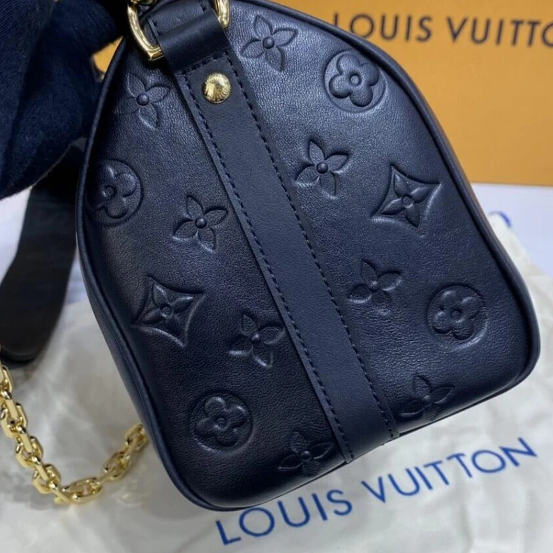 Top lv Microfibe Louis Vuitton Speedy Bandoulière 22 in Black