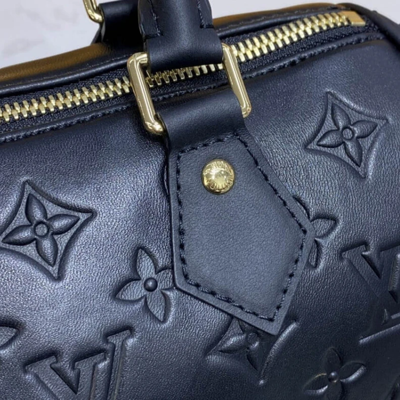 Top lv Microfibe Louis Vuitton Speedy Bandoulière 22 in Black