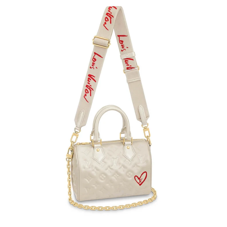 Textile t Louis Vuitton Speedy Bandoulière 22 in Ivory