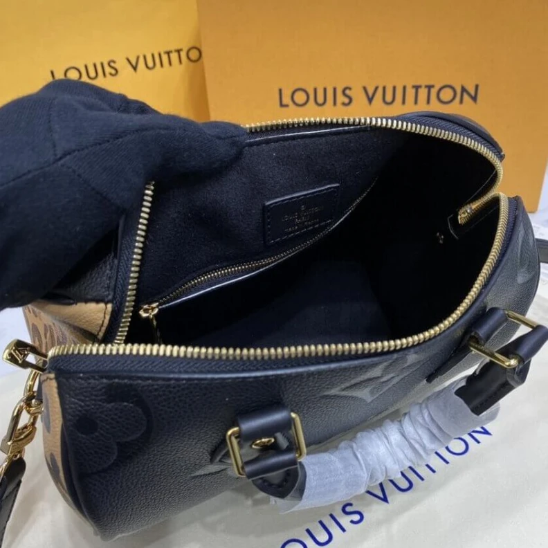 Replica bags lv Double zi Louis Vuitton Speedy Bandoulière 25 Black