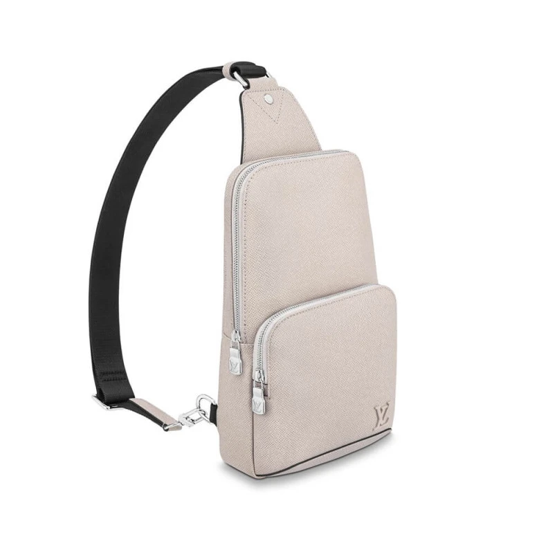 The versat Louis Vuitton Taiga Leather Avenue Sling Bag Beige