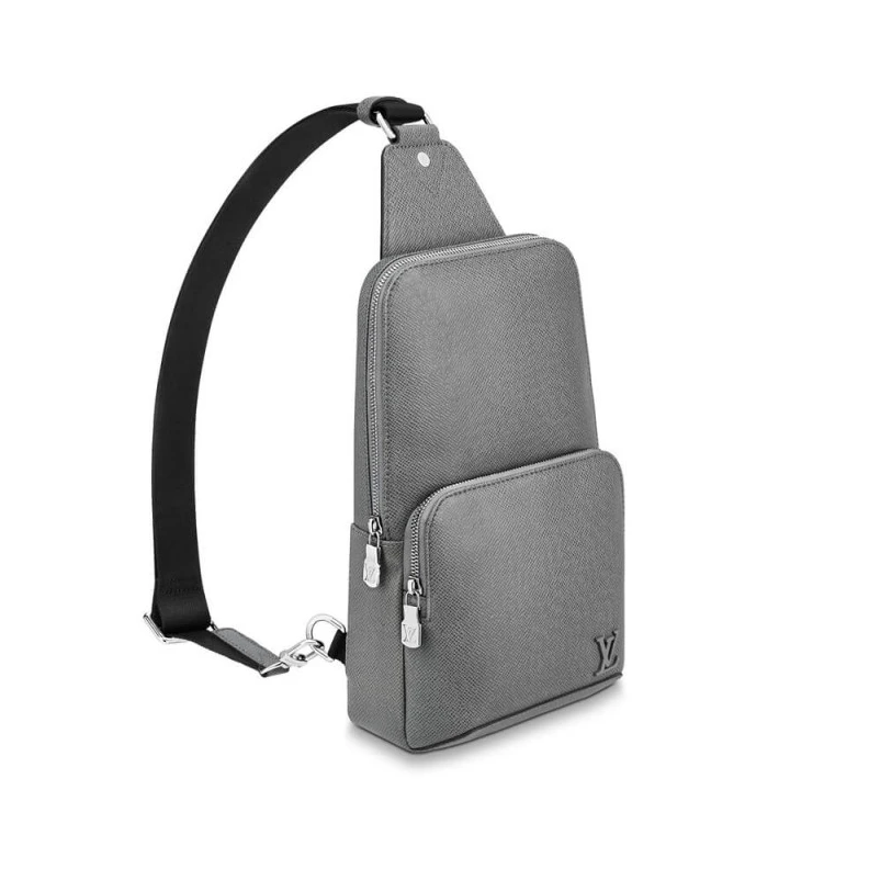 2 inside Louis Vuitton Taiga Leather Avenue Sling Bag Grey