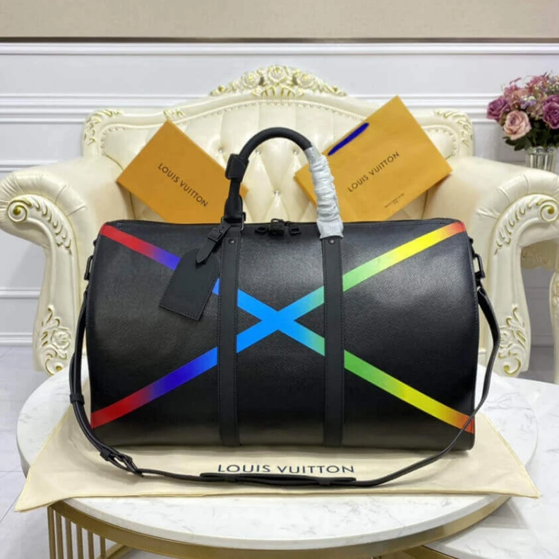 Replica bags lv 50 x 29 x Louis Vuitton Taiga Leather Keepall Bandouliere 50