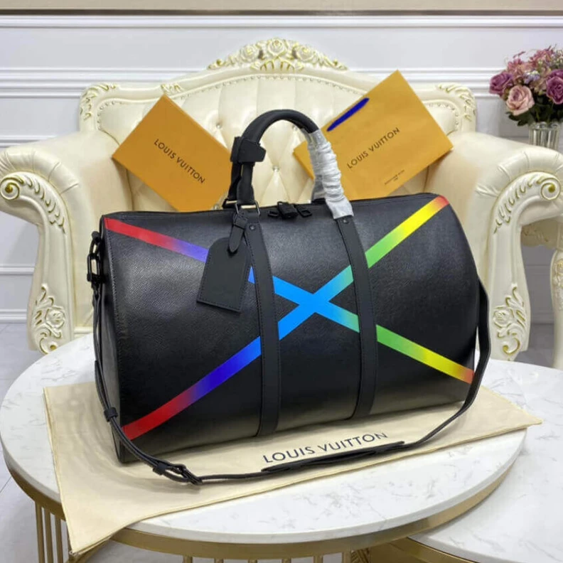 Replica bags lv 50 x 29 x Louis Vuitton Taiga Leather Keepall Bandouliere 50