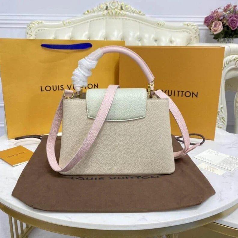 Replica bags lv For Fall 2 Louis Vuitton Taurillon Leather Capucines BB Galet