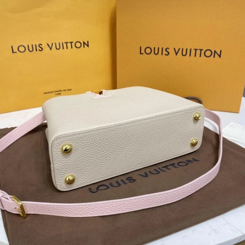 Replica bags lv For Fall 2 Louis Vuitton Taurillon Leather Capucines BB Galet