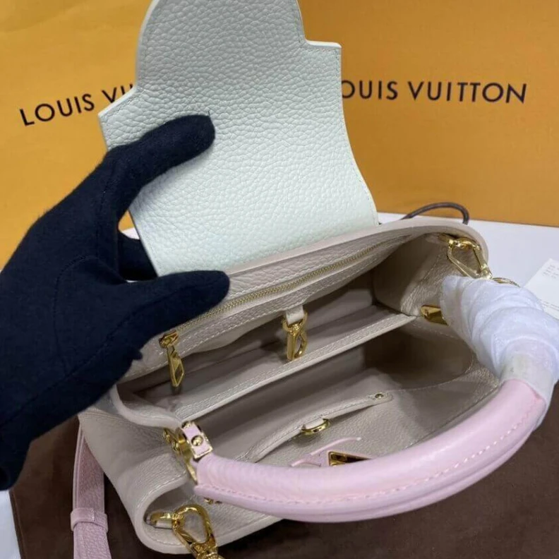 Replica bags lv For Fall 2 Louis Vuitton Taurillon Leather Capucines BB Galet