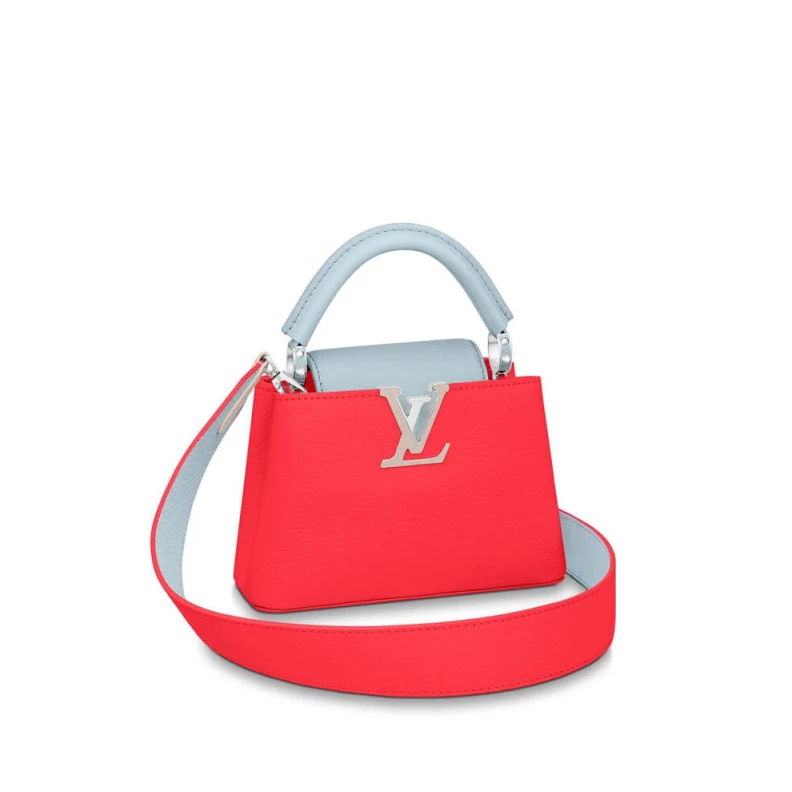 Snap hook Louis Vuitton Taurillon Leather Capucines Mini Coral Olympe Blue