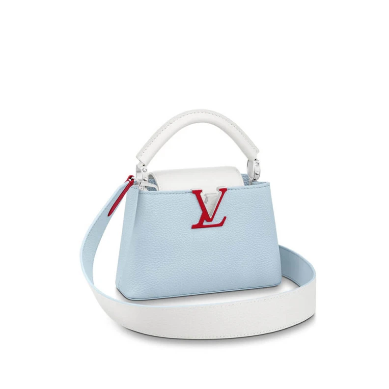 Louis Vuitton Taurillon Leather Capucines Mini Olympe Blue White