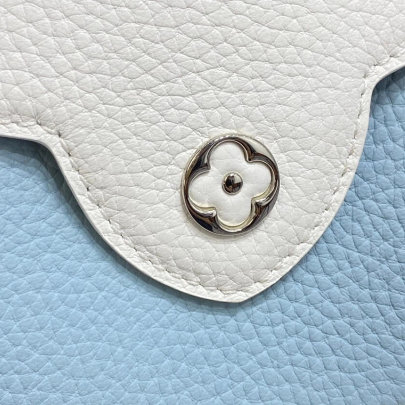 Lv belts replica Louis Vuitton Taurillon Leather Capucines Mini Olympe Blue White