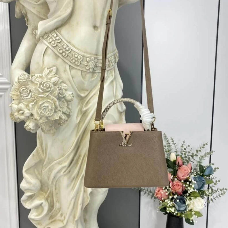 Replica bags Strap Dro Louis Vuitton Taurillon Leather and Python Capucines BB