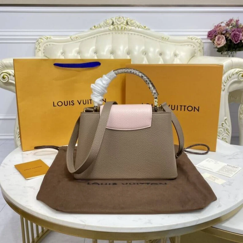 Replica bags Strap Dro Louis Vuitton Taurillon Leather and Python Capucines BB