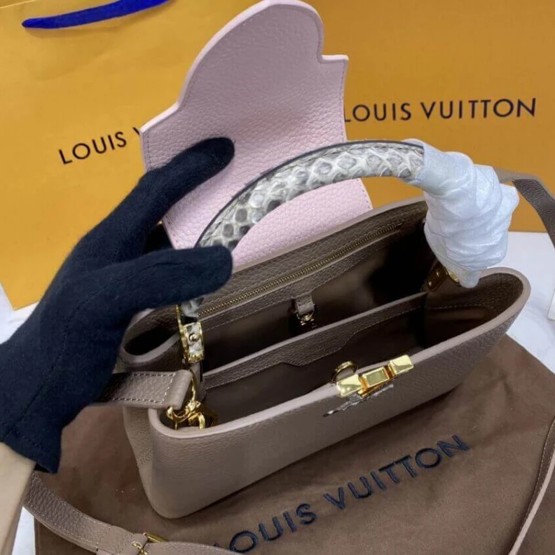 Replica bags Strap Dro Louis Vuitton Taurillon Leather and Python Capucines BB