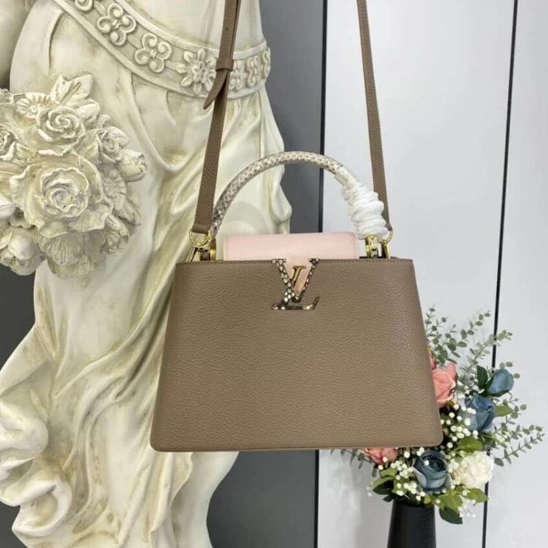 Taurillon Louis Vuitton Taurillon Leather and Python Capucines MM