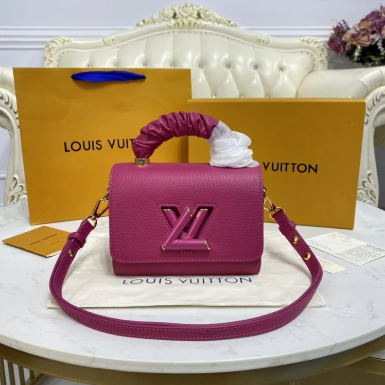 Strap:Rem Louis Vuitton Taurillon Leather and Smooth Calfskin Twist PM Rosy