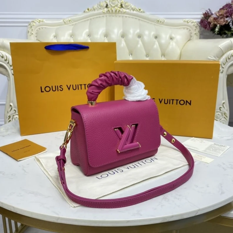 Strap:Rem Louis Vuitton Taurillon Leather and Smooth Calfskin Twist PM Rosy