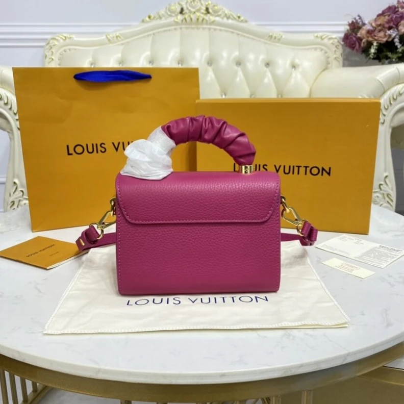 Strap:Rem Louis Vuitton Taurillon Leather and Smooth Calfskin Twist PM Rosy