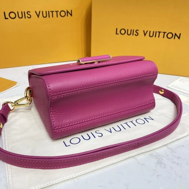 Strap:Rem Louis Vuitton Taurillon Leather and Smooth Calfskin Twist PM Rosy