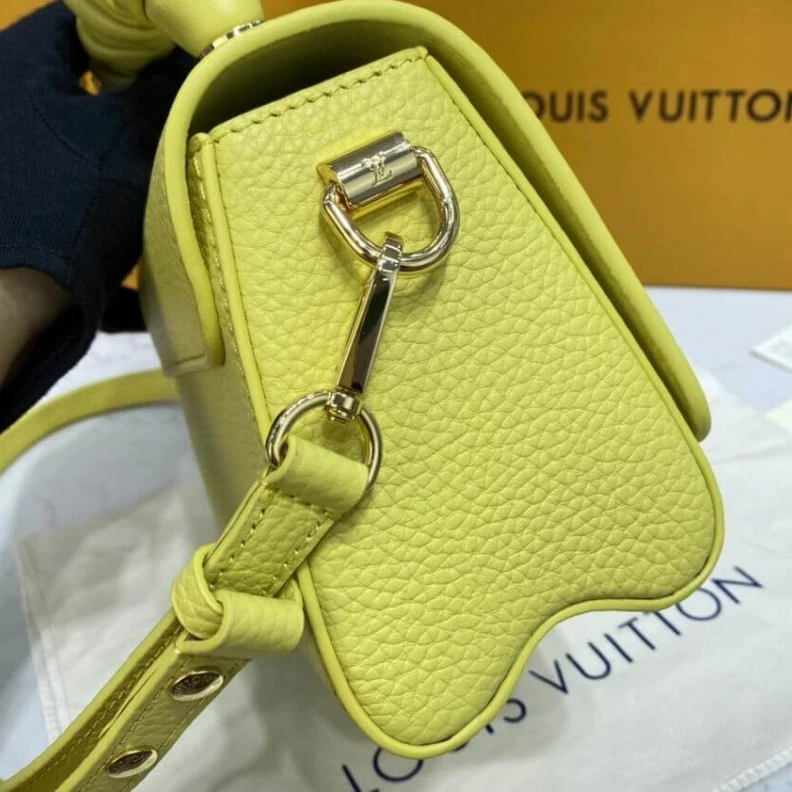 Lv belts replica Microfibe Louis Vuitton Taurillon Leather and Smooth Calfskin Twist PM Yellow