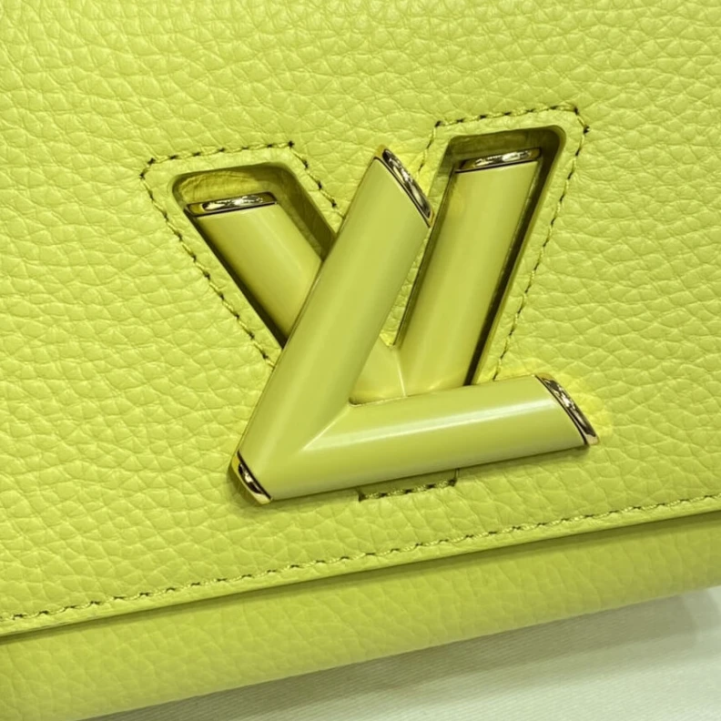 Lv belts replica Microfibe Louis Vuitton Taurillon Leather and Smooth Calfskin Twist PM Yellow