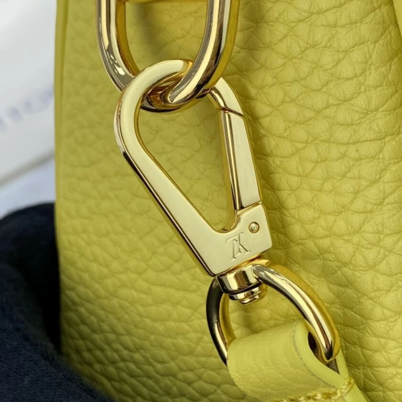 Lv belts replica Microfibe Louis Vuitton Taurillon Leather and Smooth Calfskin Twist PM Yellow