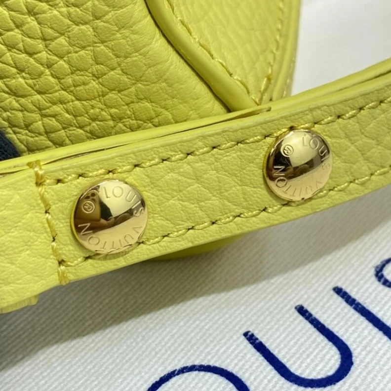 Lv belts replica Microfibe Louis Vuitton Taurillon Leather and Smooth Calfskin Twist PM Yellow