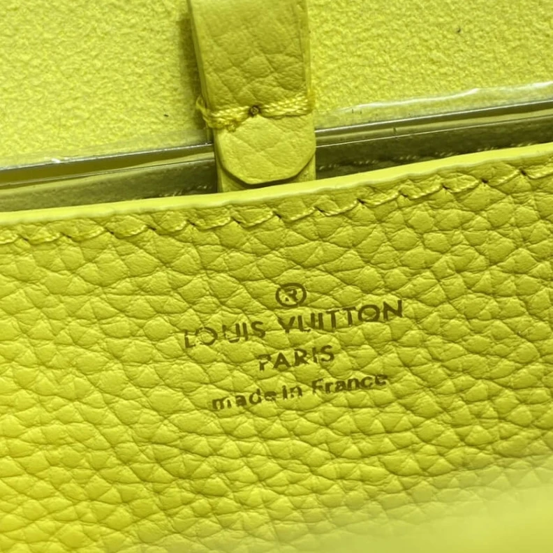 Lv belts replica Microfibe Louis Vuitton Taurillon Leather and Smooth Calfskin Twist PM Yellow