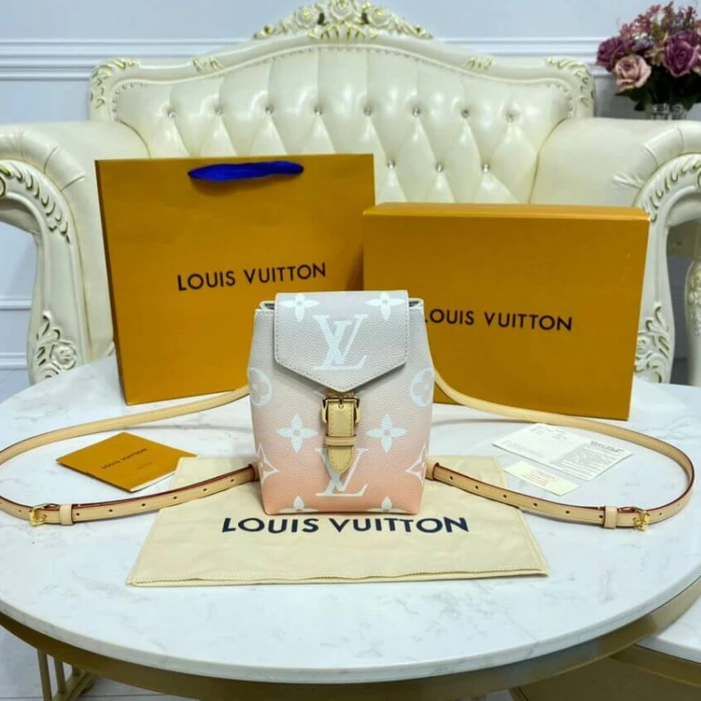 Replica bags lv Zipped ba Louis Vuitton Tiny Mini Backpack Mist Gray