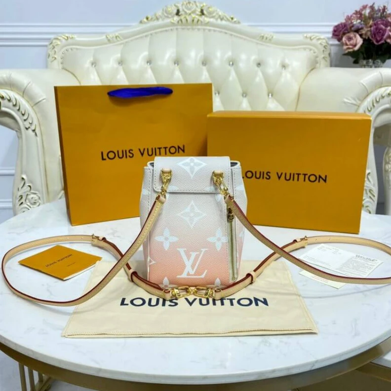 Replica bags lv Zipped ba Louis Vuitton Tiny Mini Backpack Mist Gray