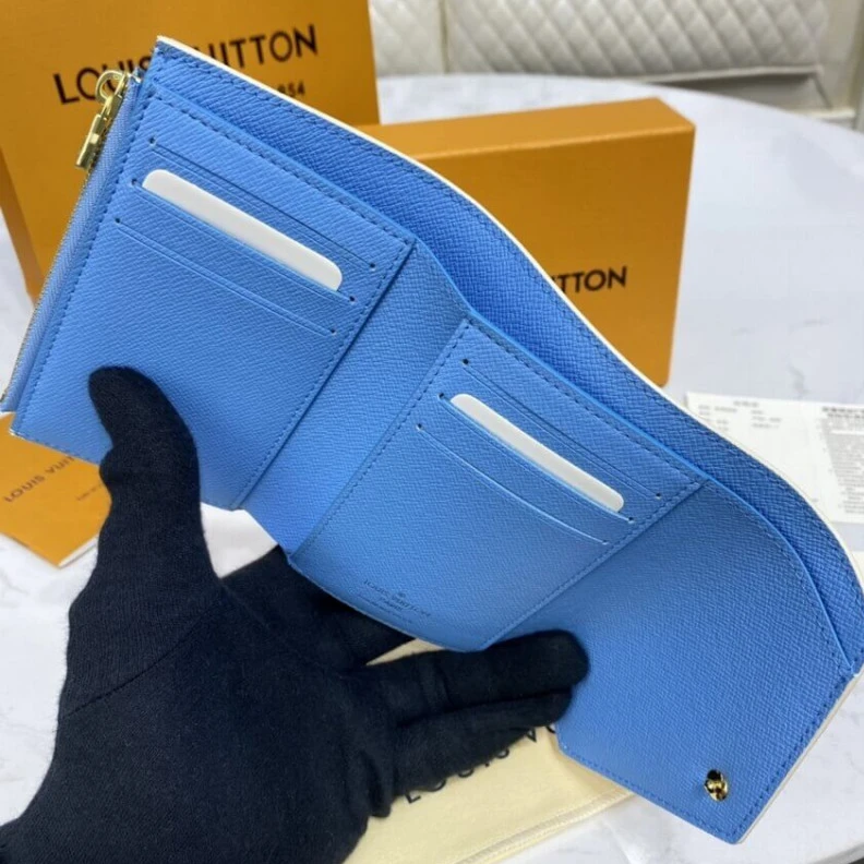 Replica bags lv Goldcolou Louis Vuitton Victorine Wallet Blue
