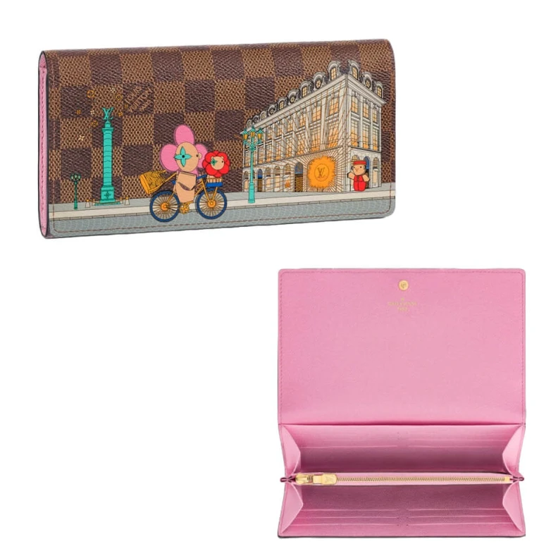Replica bags Zipped co Louis Vuitton Vivienne Holidays Damier Ebene Sarah Wallet Pink