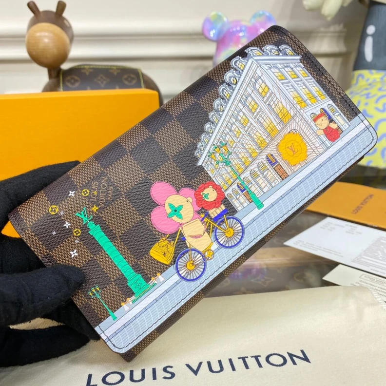 Replica bags Zipped co Louis Vuitton Vivienne Holidays Damier Ebene Sarah Wallet Pink