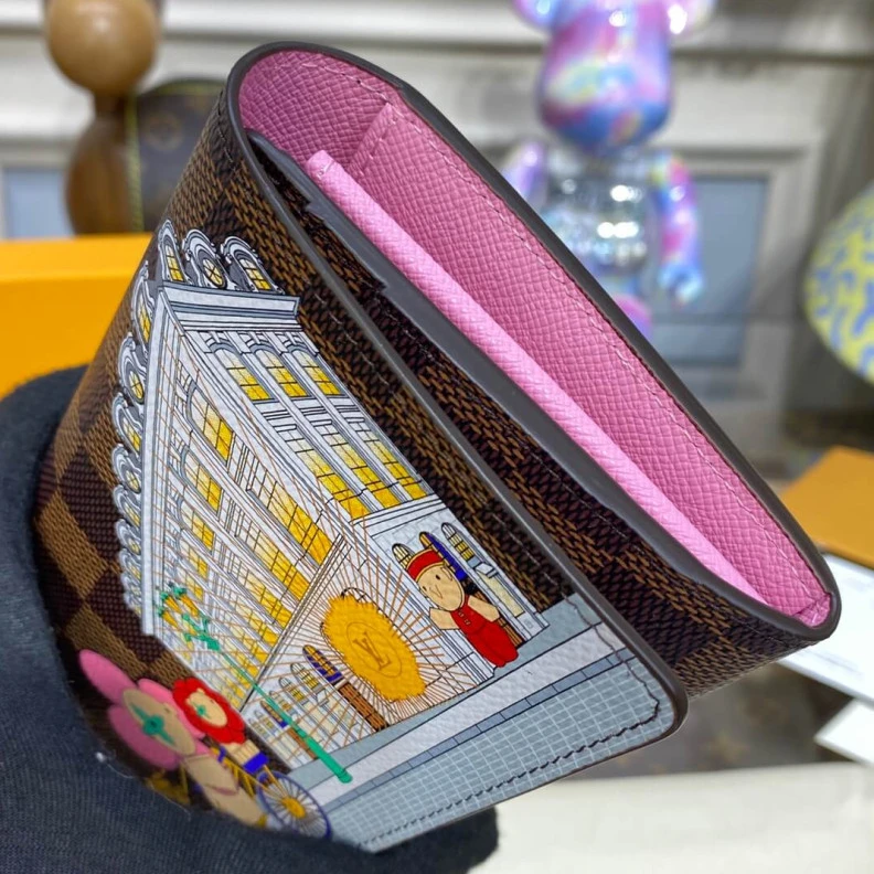 Replica bags Zipped co Louis Vuitton Vivienne Holidays Damier Ebene Sarah Wallet Pink