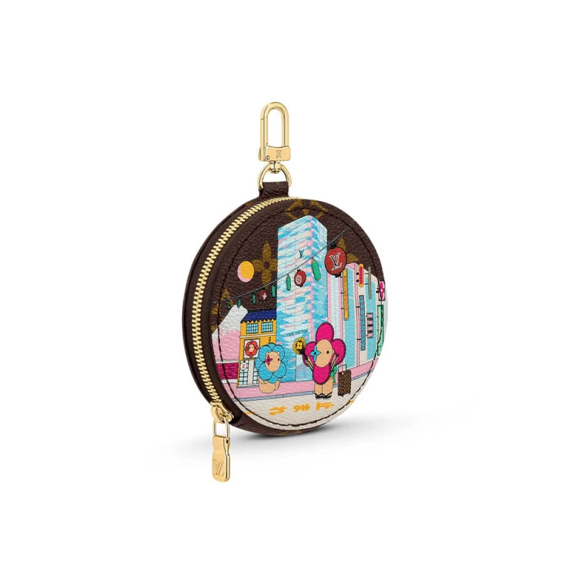 This colle Louis Vuitton Vivienne Holidays Monogram Round Coin Purse Blue