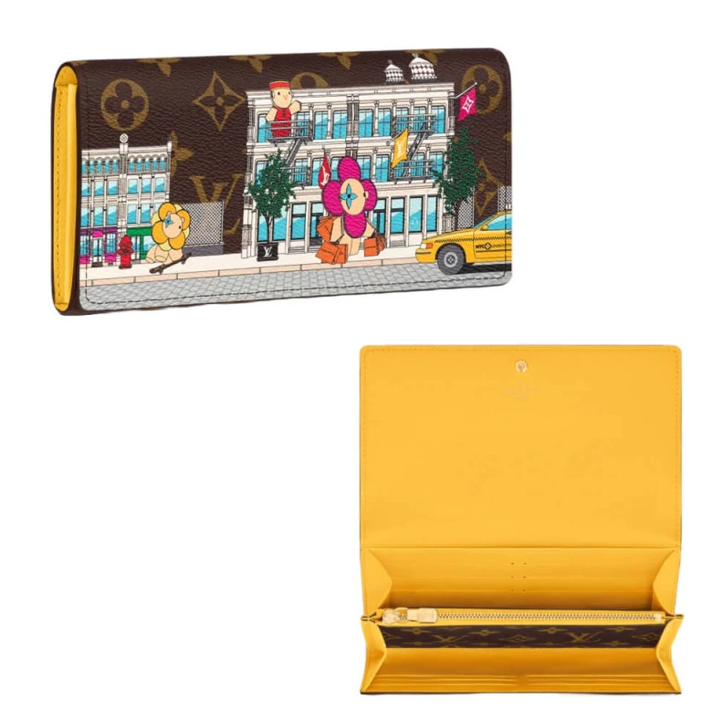 Grained c Louis Vuitton Vivienne Holidays Monogram Sarah Wallet Yellow