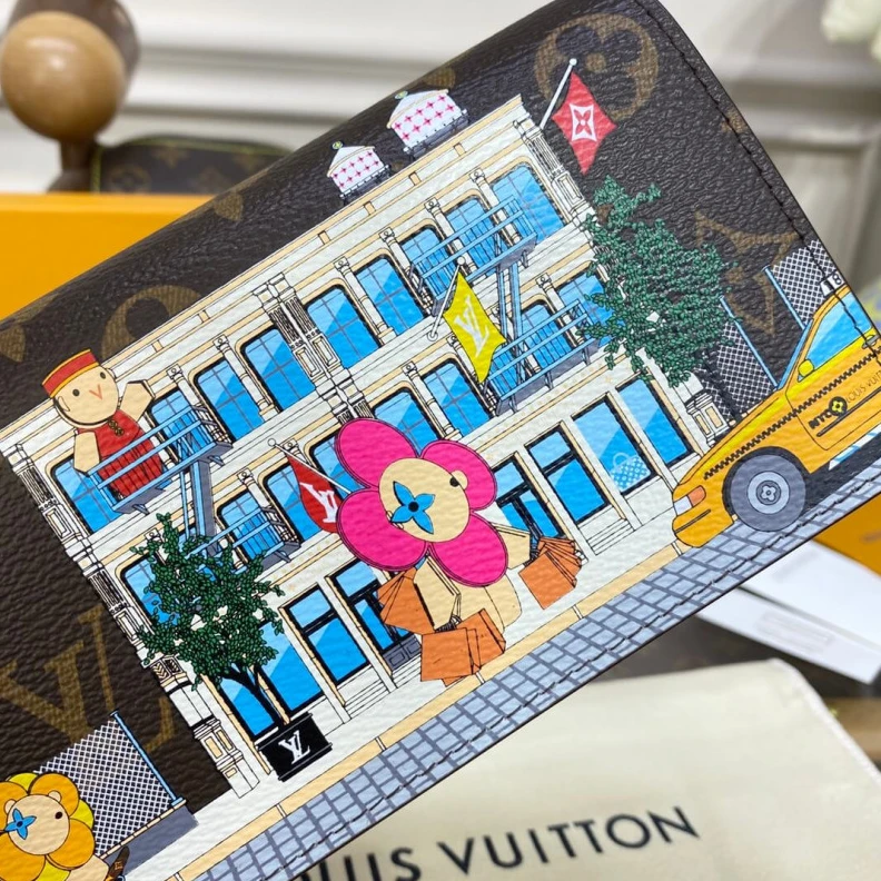 Replica bags Grained c Louis Vuitton Vivienne Holidays Monogram Sarah Wallet Yellow