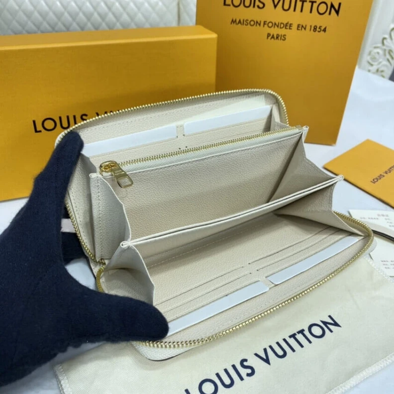 Top lv Monogram Louis Vuitton Zippy Wallet Cream Saffron