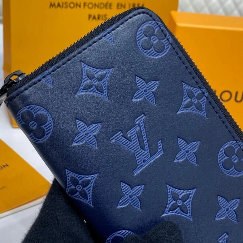 Lv belts replica Monogram Louis Vuitton Zippy Wallet Vertical Navy Blue