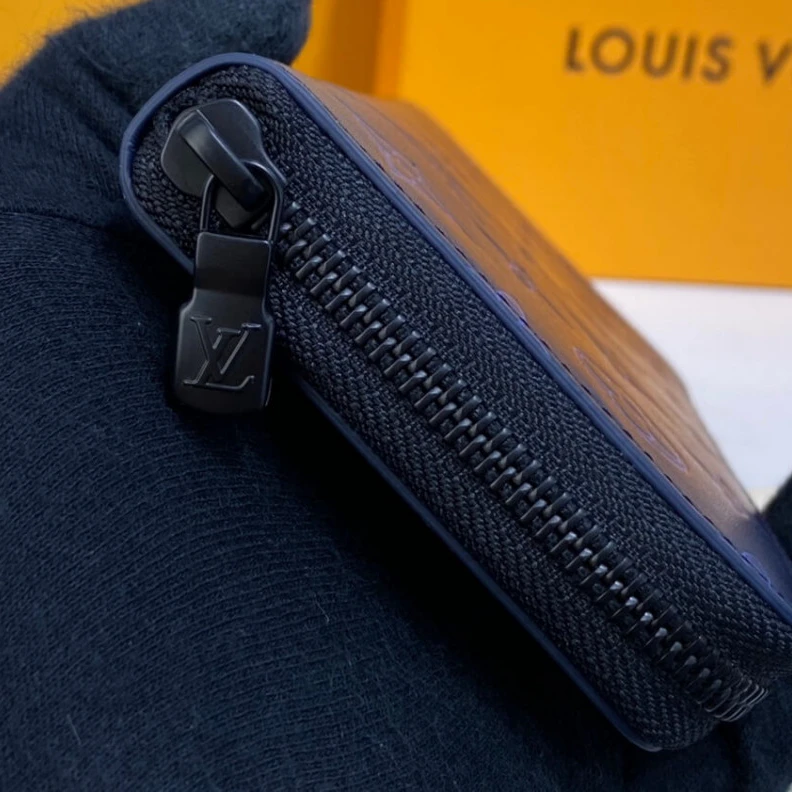 Lv belts replica Monogram Louis Vuitton Zippy Wallet Vertical Navy Blue