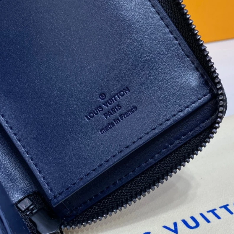 Lv belts replica Monogram Louis Vuitton Zippy Wallet Vertical Navy Blue