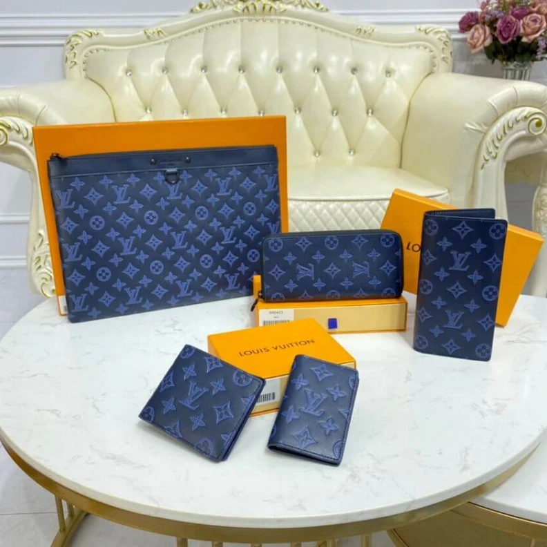 Lv belts replica Monogram Louis Vuitton Zippy Wallet Vertical Navy Blue