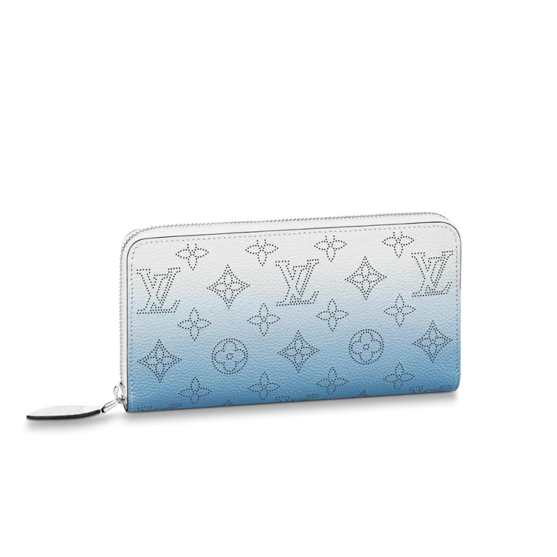 Lv belts replica Silvercol Louis Vuitton Zippy Wallet in Blue Gradient Mahina Perforated Leather