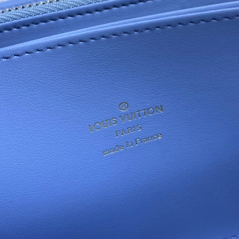 Lv belts replica Silvercol Louis Vuitton Zippy Wallet in Blue Gradient Mahina Perforated Leather