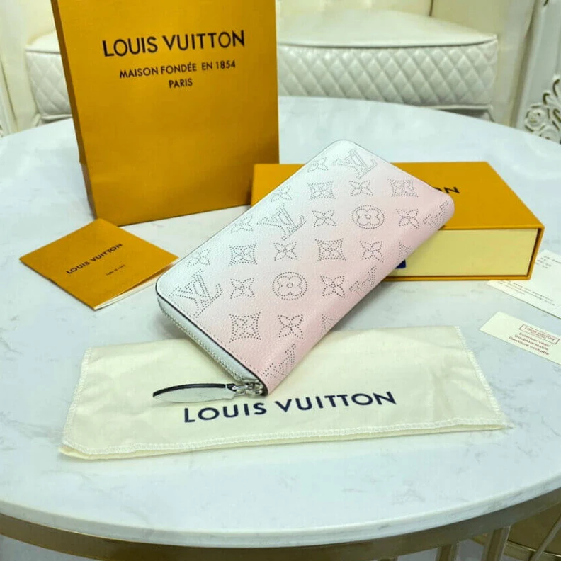 Replica bag Mahina pe Louis Vuitton Zippy Wallet in Pink Gradient Mahina Perforated Leather