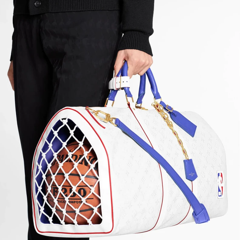 Replica bags Inside zi Louis Vuitton x NBA Monogram Canvas Basketball Keepall 55 Bag Antarctica