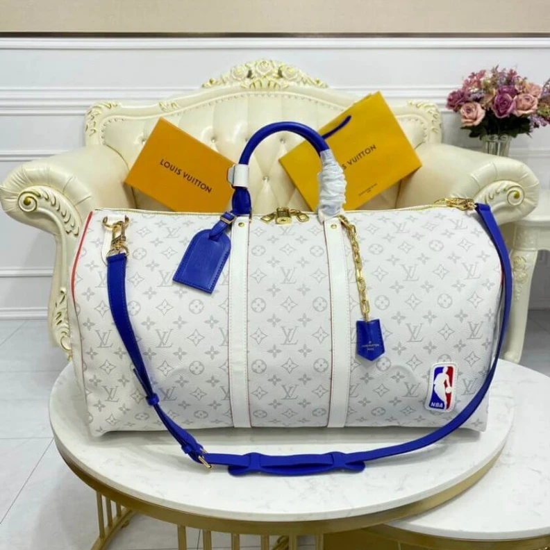 Replica bags Inside zi Louis Vuitton x NBA Monogram Canvas Basketball Keepall 55 Bag Antarctica