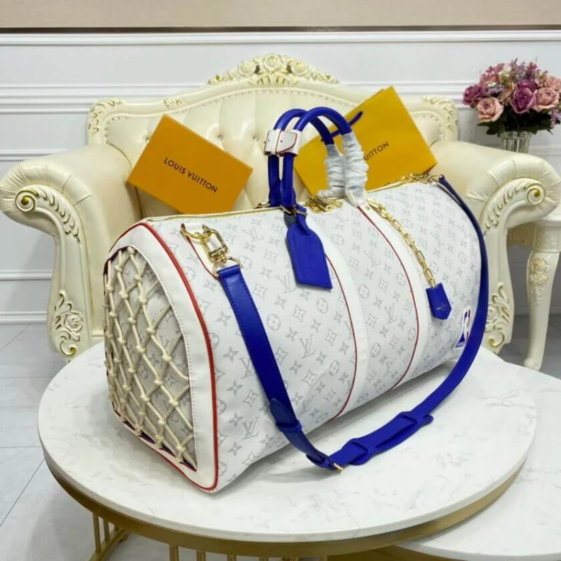 Replica bags Inside zi Louis Vuitton x NBA Monogram Canvas Basketball Keepall 55 Bag Antarctica