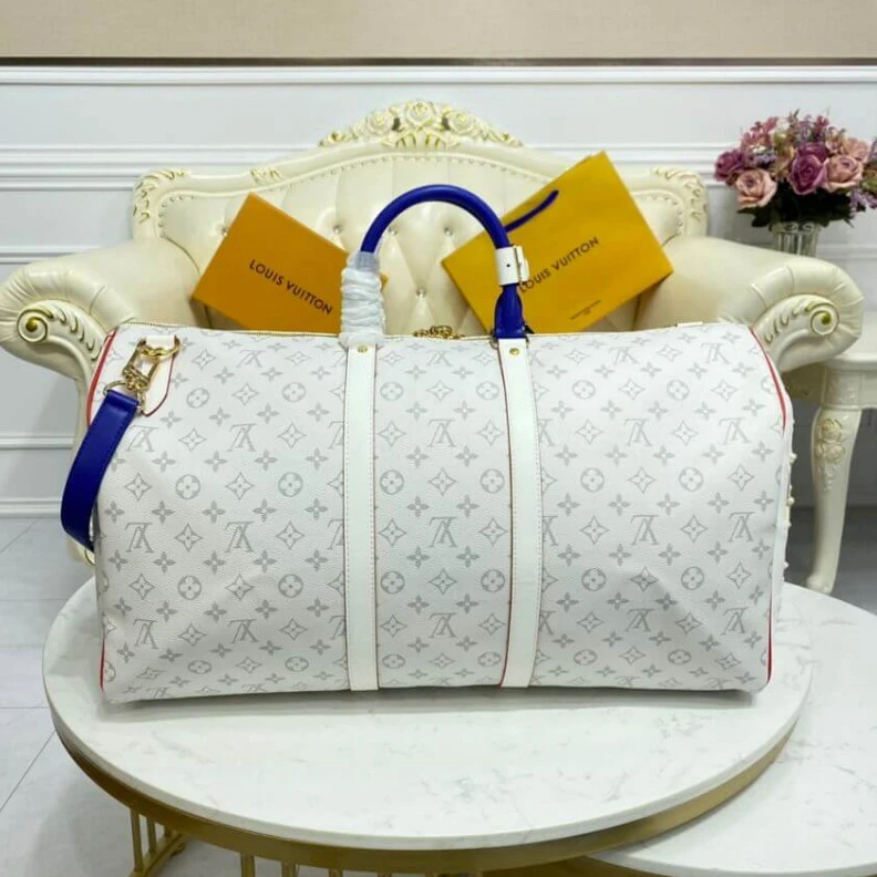 Replica bags Inside zi Louis Vuitton x NBA Monogram Canvas Basketball Keepall 55 Bag Antarctica