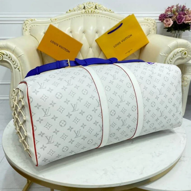 Replica bags Inside zi Louis Vuitton x NBA Monogram Canvas Basketball Keepall 55 Bag Antarctica